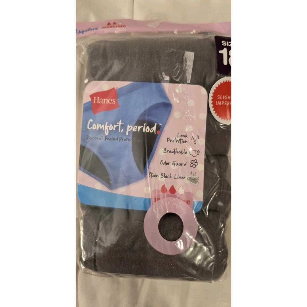 Hanes Girls' 4pk Hipster Period Underwear - Multicolor- Size 18